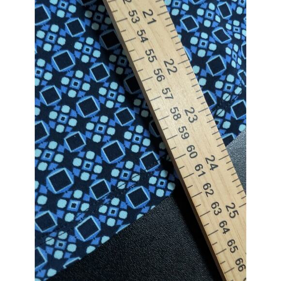 Liz Claiborne Women's Size Medium Draped Neck Geometric Long Sleeve Blue Shirt - Picture 8 of 11